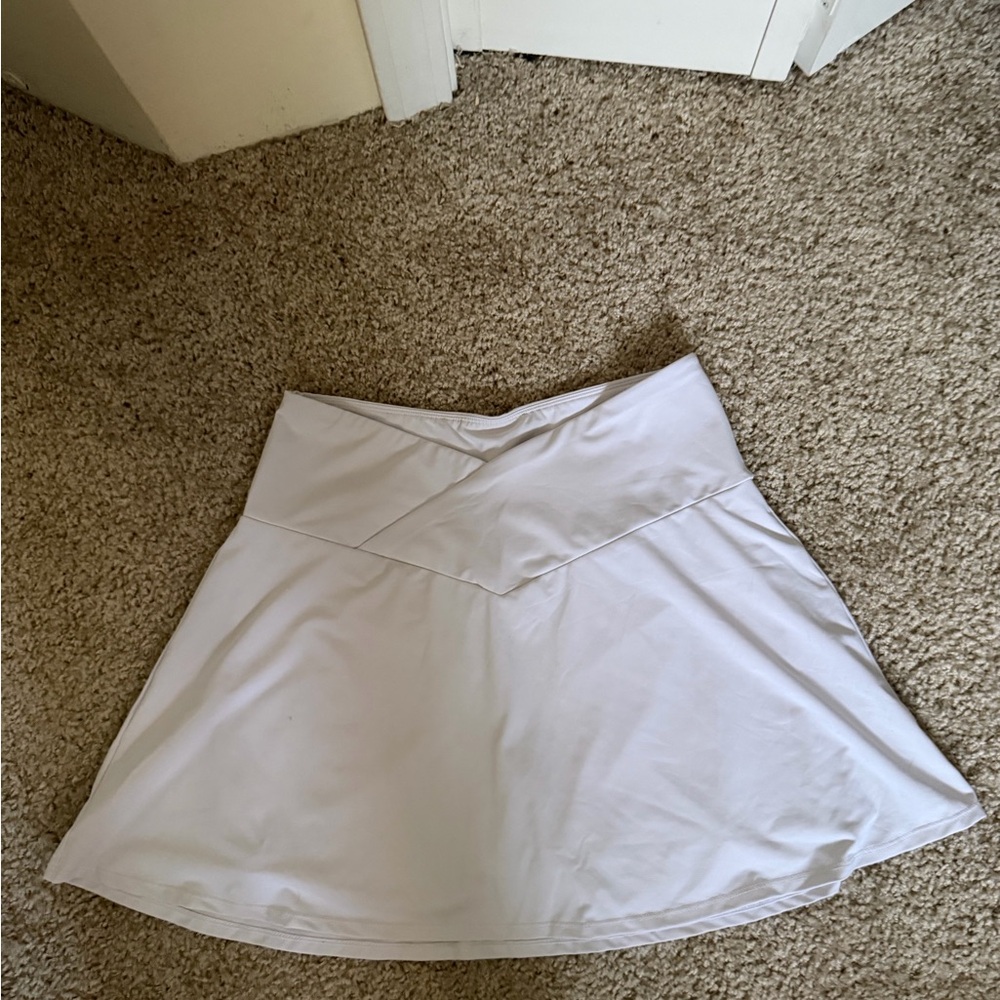 Kyodan White A-Line Skirt with Crossover Waistband